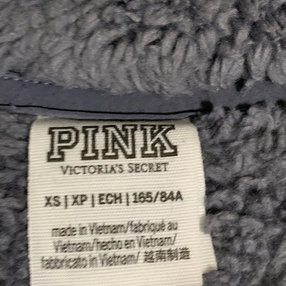 PINK Victorias secret Sherpa teddy half zip Gray can - Picture 6 of 7